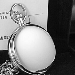 OGLE Vintage Waterproof Mirror Chain Black Fob Self Winding Automatic Skeleton Mechanical Waterproof Pocket Watch