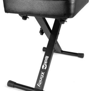 RockJam KB100 Adjustable Padded Keyboard Bench, X-Style, Black