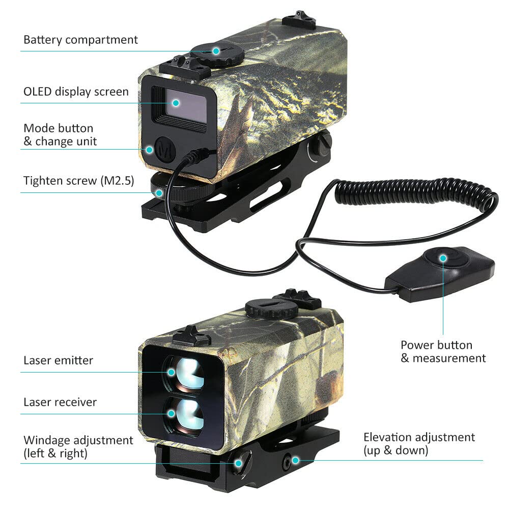 LaserWorks LE-032 Riflescope Mate rangefinder 700M Mini Tactical Outdoor Hunting Shooting Range Finder Archery Crossbow Sight Target Scope Camouflage