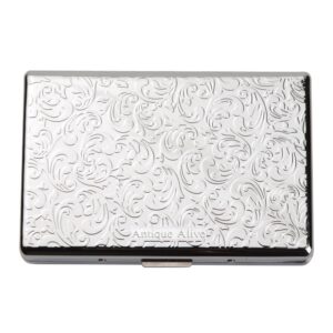 Mother of Pearl Design Extra Long 100S Super Slim King Size 16 Cigarette Engraved Metal Steel RFID Blocking Protection Credit Business Card US Bill Currency Cash Holder Case Storage Box (Butterfly)