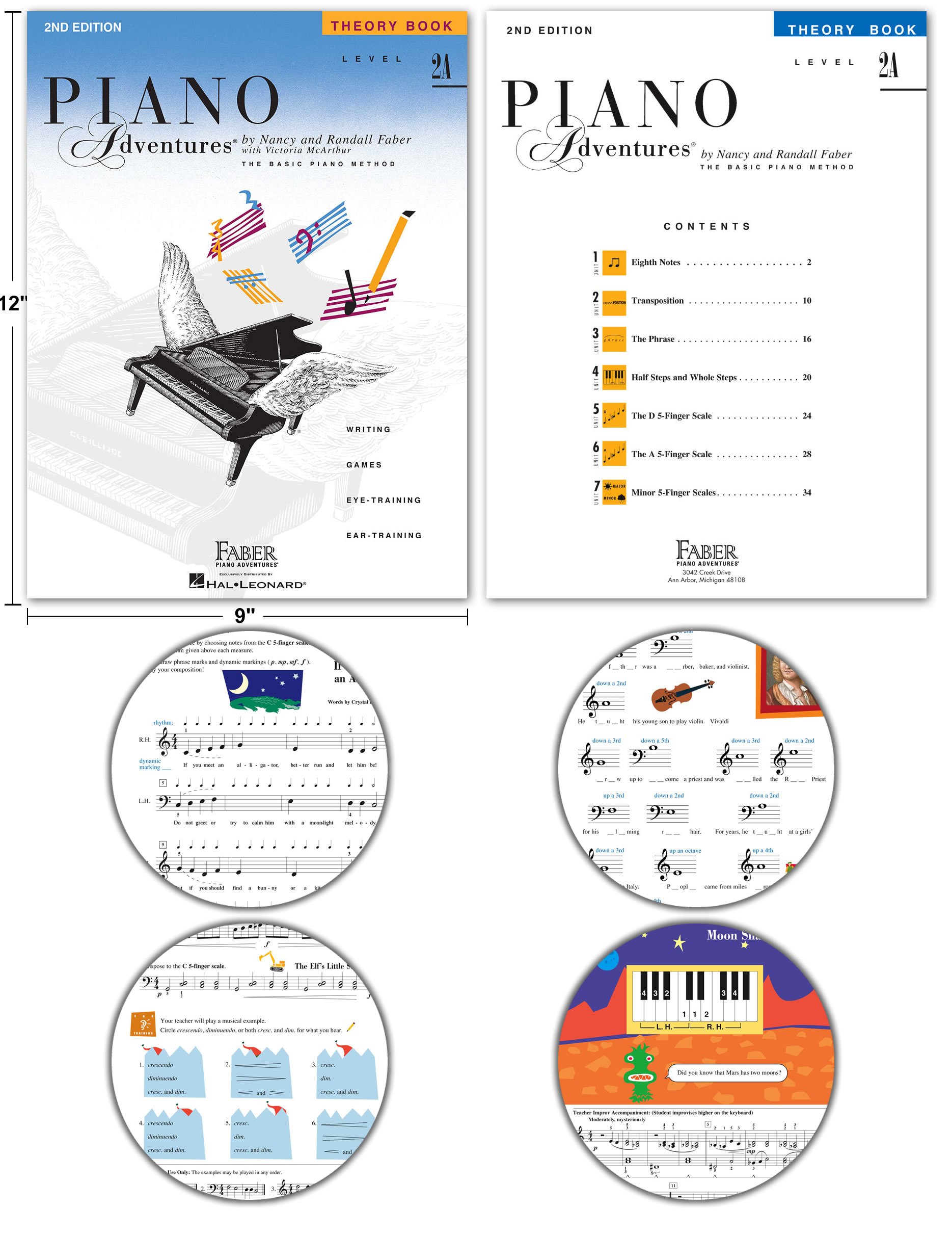 Piano Adventures Level 2A Learning Library Set By Nancy Faber - Lesson, Theory, Performance, Technique & Artistry Books & Juliet Music Piano Keys 88/61/54/49 Full Set Removable Sticker