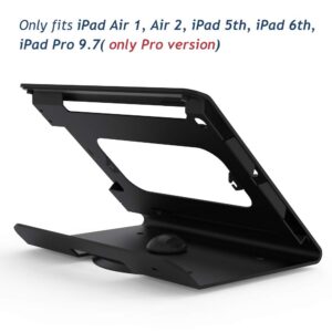 Beelta Kiosk Tablet Stands - 360 Swivel Base, iPad Desktop Stand for iPad Air 1 2, Pro 9.7, iPad 5 6 Gen All Metal Black, BSC102B