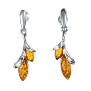 amber earrings - sterling silver and baltic honey amber earrings "alicia" - amber - baltic amber hypoallergenic earrings - sterling silver jewelry collection