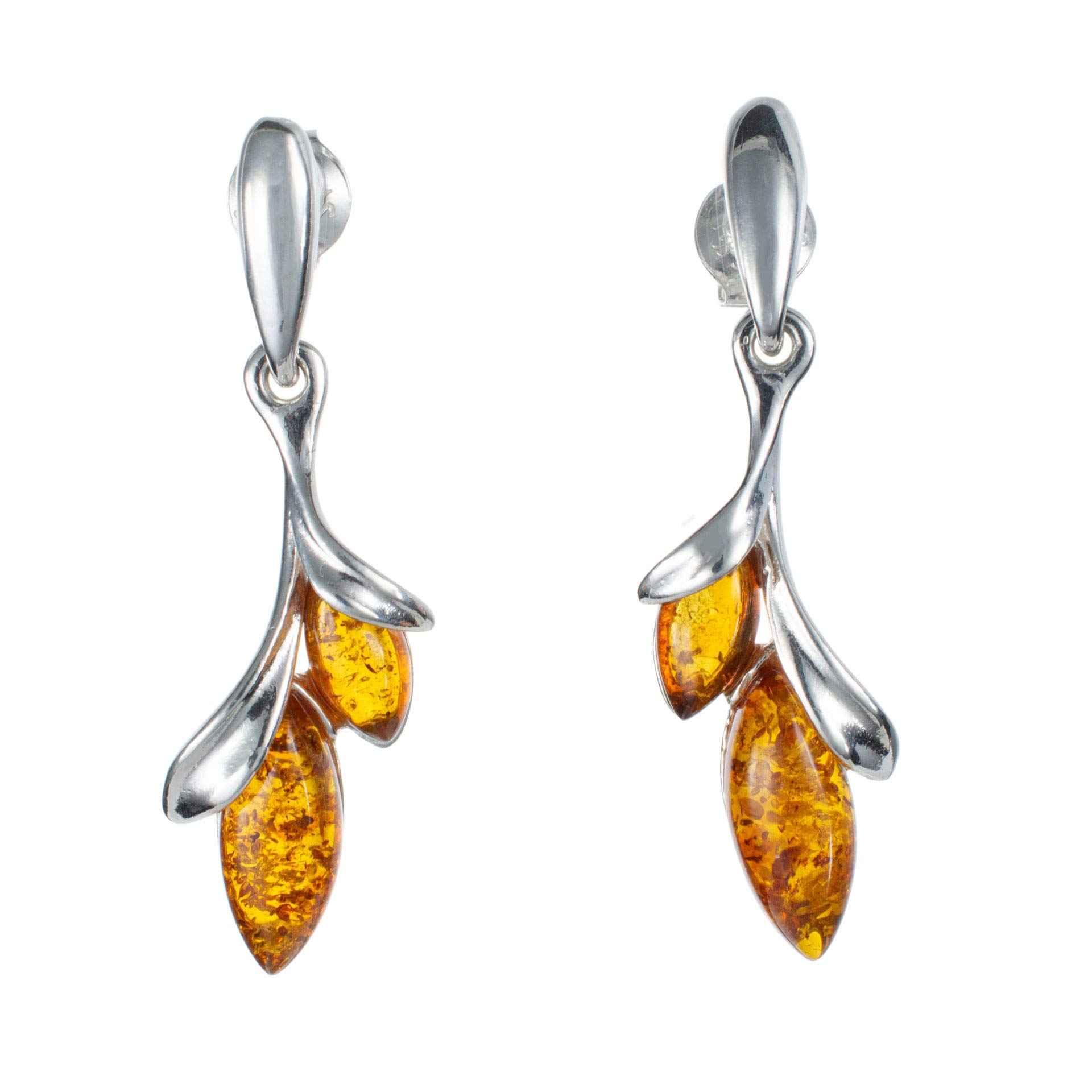 Amber Earrings - Sterling Silver and Baltic Honey Amber Earrings "Alicia" - Amber - Baltic Amber Hypoallergenic Earrings - Sterling Silver Jewelry Collection