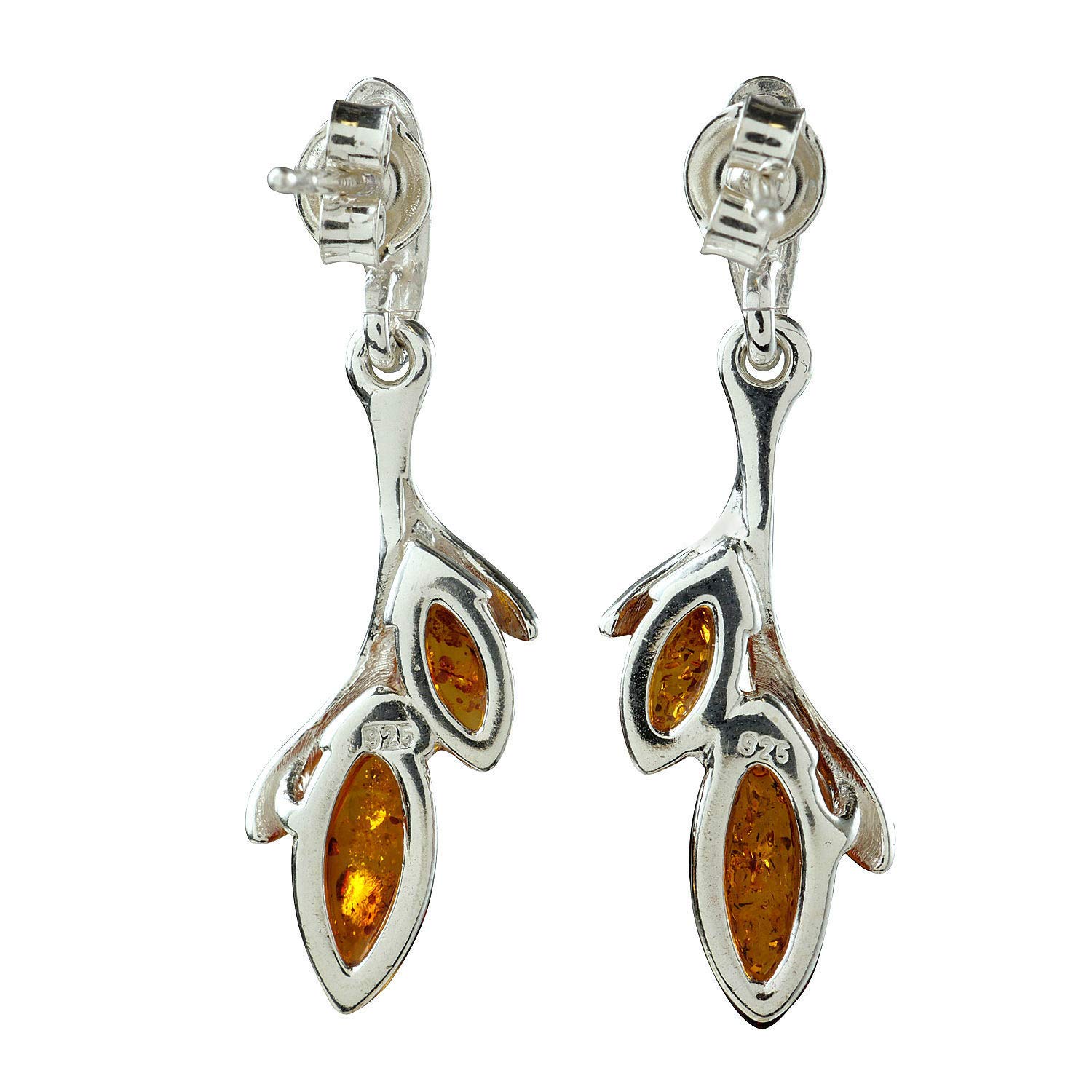 Amber Earrings - Sterling Silver and Baltic Honey Amber Earrings "Alicia" - Amber - Baltic Amber Hypoallergenic Earrings - Sterling Silver Jewelry Collection