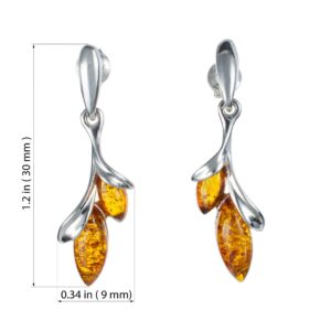 Amber Earrings - Sterling Silver and Baltic Honey Amber Earrings "Alicia" - Amber - Baltic Amber Hypoallergenic Earrings - Sterling Silver Jewelry Collection