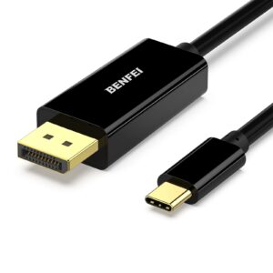 benfei usb c to displayport 6 feet cable(8k@60hz 4k@144hz), usb type-c to dp adapter [thunderbolt 3/4 compatible] with iphone 15 pro/max, macbook pro/air 2023, ipad pro, imac, s23, xps 17 and more