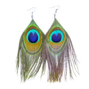 native feather dangle earrings for women long peacock feather earrings for women dangling boho hook peacock feather earrings