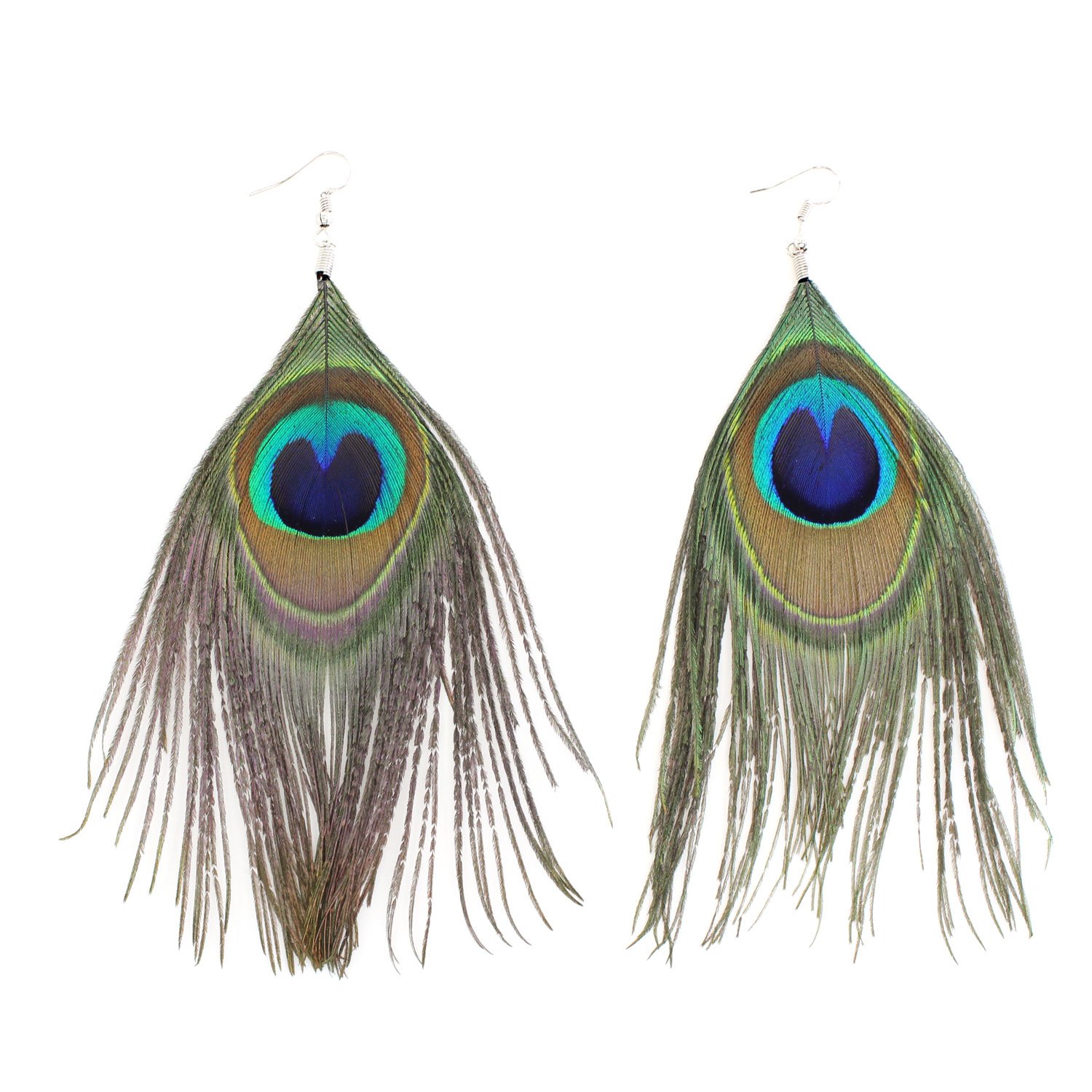 Native Feather Dangle Earrings for Women Long Peacock Feather Earrings for Women Dangling Boho Hook Peacock Feather Earrings