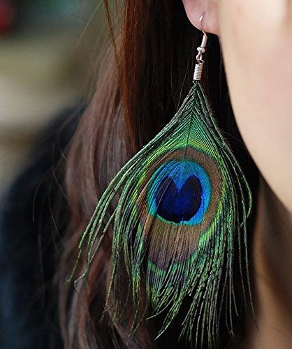 Native Feather Dangle Earrings for Women Long Peacock Feather Earrings for Women Dangling Boho Hook Peacock Feather Earrings