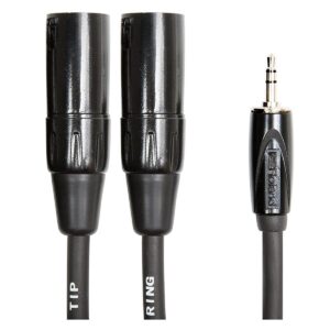 roland black series interconnect cable, 3.5 mm to dual xlr (male), y-cable, 15-feet