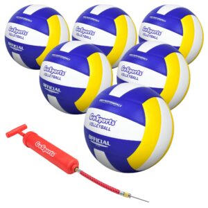 gosports indoor competition volleyball - made from synthetic leather - includes ball pump - regulation size and weight (choose single ball or six pack)