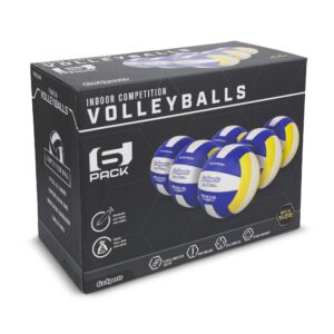 GoSports Indoor Competition Volleyball - Made from Synthetic Leather - Includes Ball Pump - Regulation Size and Weight (Choose Single Ball or Six Pack)