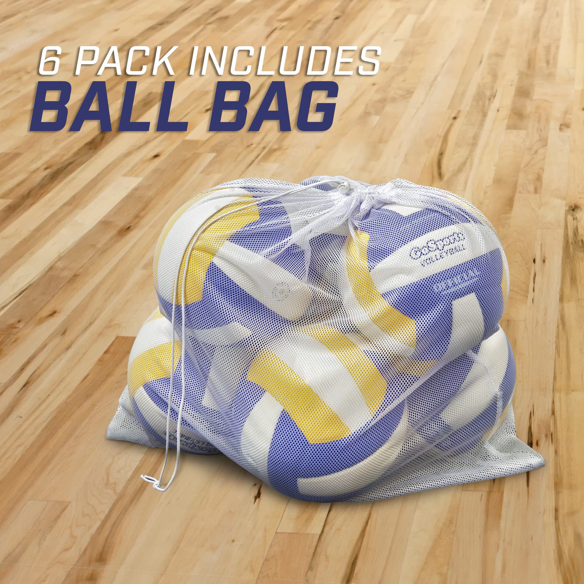 GoSports Indoor Competition Volleyball - Made from Synthetic Leather - Includes Ball Pump - Regulation Size and Weight (Choose Single Ball or Six Pack)