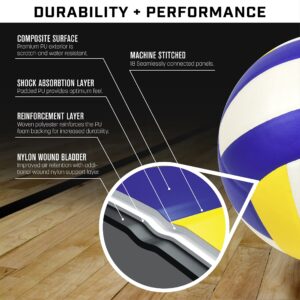 GoSports Indoor Competition Volleyball - Made from Synthetic Leather - Includes Ball Pump - Regulation Size and Weight (Choose Single Ball or Six Pack)