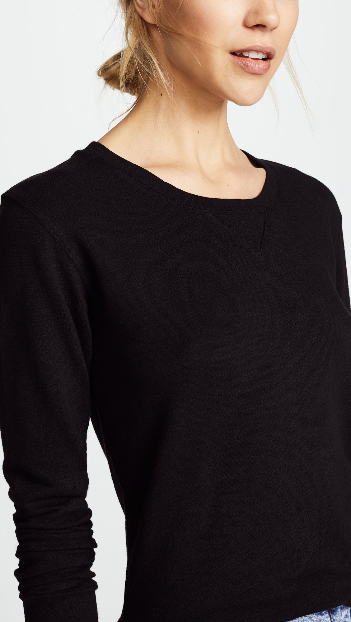 Monrow Women's Supersoft Crew Neck Sweatshirt, Black, Extra Small