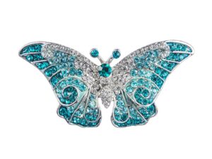 alilang empress monarch winged butterfly swarovski crystal rhinestones brooch pin , blue