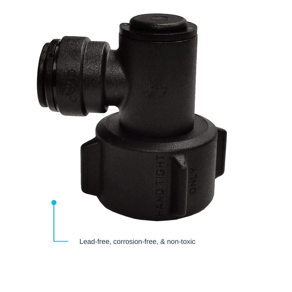 John Guest 3/4 Inch NH x 3/8 Inch OD ProLock Female Garden Hose Elbow, Push to Connect Plastic Plumbing Fitting, Black, NC2723P, 1 Count (Pack of 1)