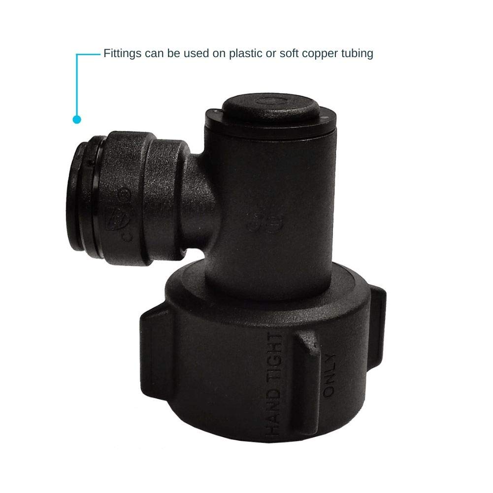 John Guest 3/4 Inch NH x 3/8 Inch OD ProLock Female Garden Hose Elbow, Push to Connect Plastic Plumbing Fitting, Black, NC2723P, 1 Count (Pack of 1)