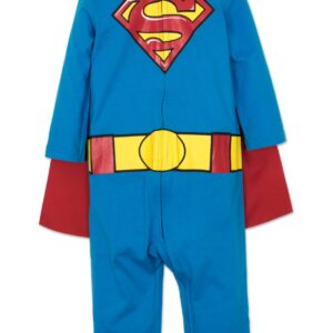 WARNER BROS Justice League Superman Infant Baby Boys Zip Up Cosplay Costume Coverall and Cape 18 Months