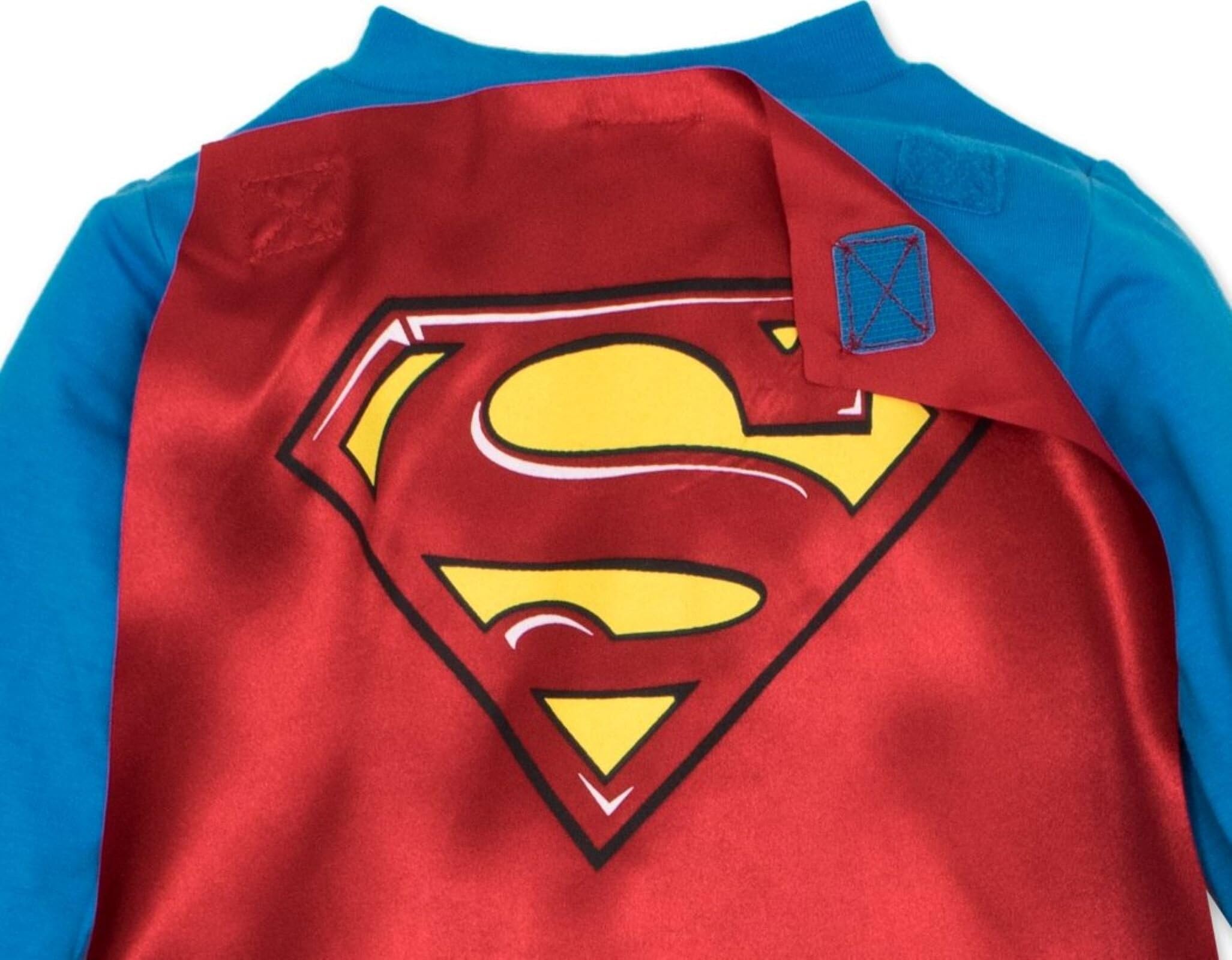 WARNER BROS Justice League Superman Infant Baby Boys Zip Up Cosplay Costume Coverall and Cape 18 Months