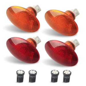 hercoo led dually bed fender side marker lights front rear lamps compatible with ford 1999-2010 f350 f450 f550 super duty