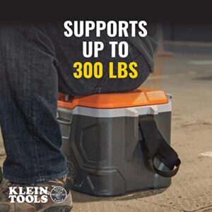 Klein Tools 55600 Work Cooler, 17-Quart Lunch Box Holds 18 Cans, Keeps Cool 30 Hours, Seats 300 Lb, Tradesman Pro Tough Box