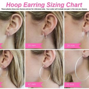 Large 14K Rose Gold Tube Hoop Earrings with Click-Down Clasp, 1.6 In (40mm) (3mm Tube)