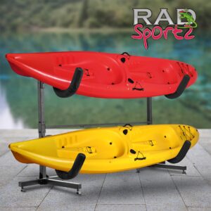 RAD Sportz Indoor Outdoor Freestanding Heavy Duty Two Kayak Storage Kayak or Paddle Board Storage Rack System