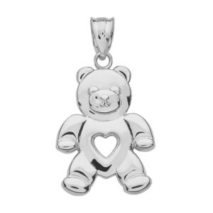 925 Sterling Silver Love Teddy Bear Charm Pendant