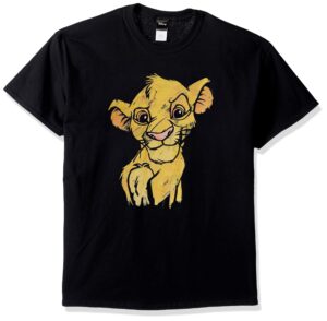 disney men's lion king simba sketch crown prince graphic t-shirt, black, large