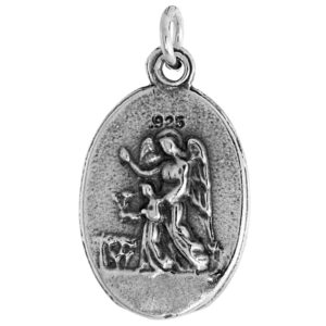 Sterling Silver St Raymond Nonnatus Medal Necklace Oxidized finish Oval 18 inch CRB_50