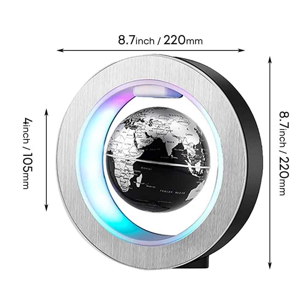 YANGHX Floating Globe World Map 4inch Rotating Magnetic Mysteriously Suspended in Air World Map Home Decoration Crafts Fashion Holiday Gifts (Black)