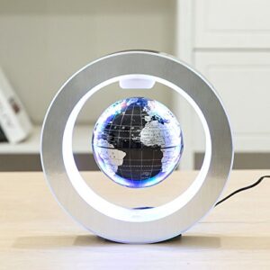 YANGHX Floating Globe World Map 4inch Rotating Magnetic Mysteriously Suspended in Air World Map Home Decoration Crafts Fashion Holiday Gifts (Black)