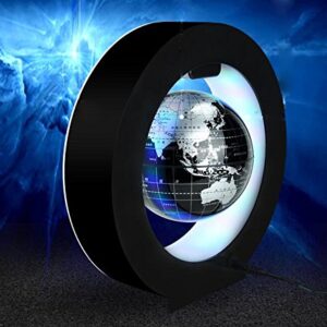 YANGHX Floating Globe World Map 4inch Rotating Magnetic Mysteriously Suspended in Air World Map Home Decoration Crafts Fashion Holiday Gifts (Black)