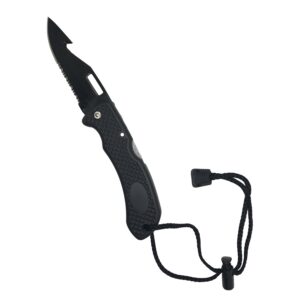 Scuba Choice Foldable Low Volume Black Blade Point Tip BCD Knife, Black