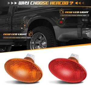 HERCOO Dually Bed Fender LED Side Marker Lights Front Rear Lamps Compatible with Ford 1999-2010 F350 F450 F550 Super Duty