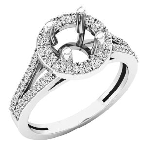 dazzlingrock collection 0.45 carat (ctw) round white diamond split shank semi mount engagement ring for her in 14k white gold size 5.5