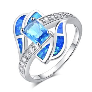 cinily silver blue fire opal aquamarine for women jewelry gemstone ring size 5-12 (6)