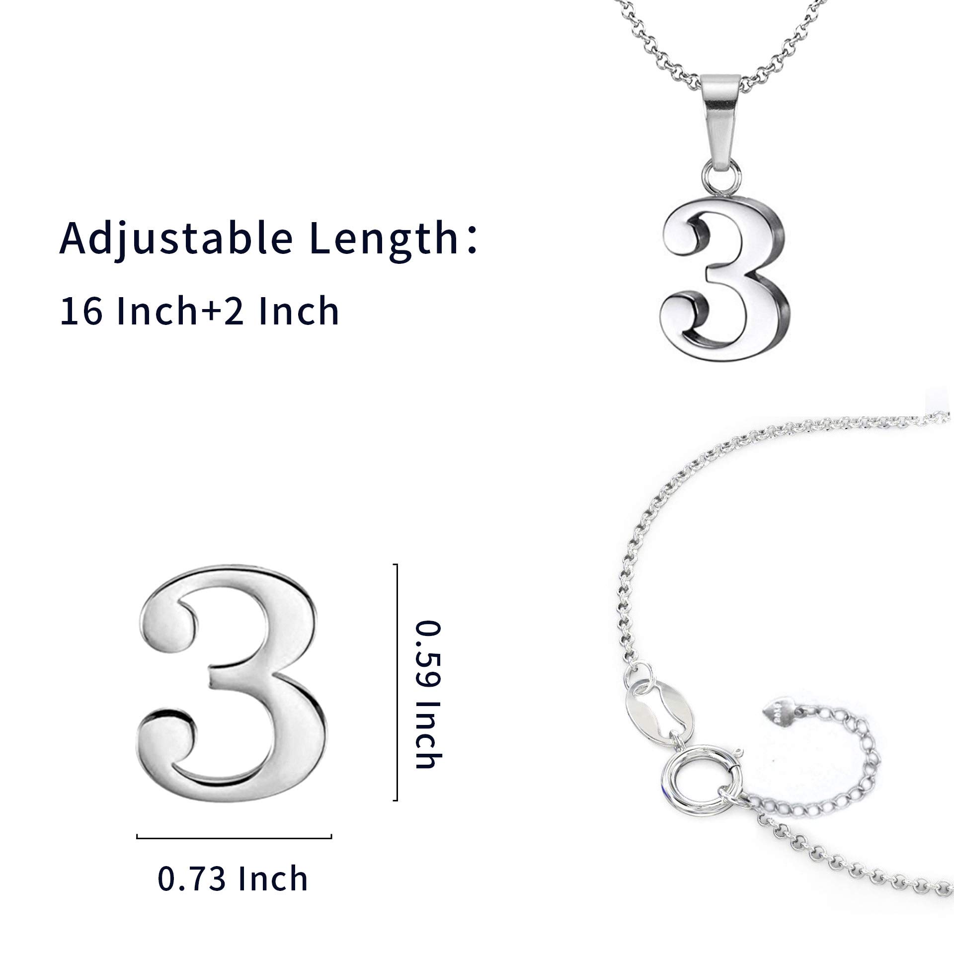 925 Sterling Silver Number 7 Charms Pendant Necklace with Chain (Seven)