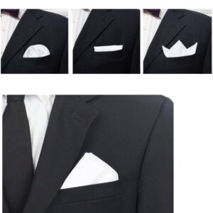 3-Pk Mens Cotton White Pocket Square with Color Border(10 Colors)