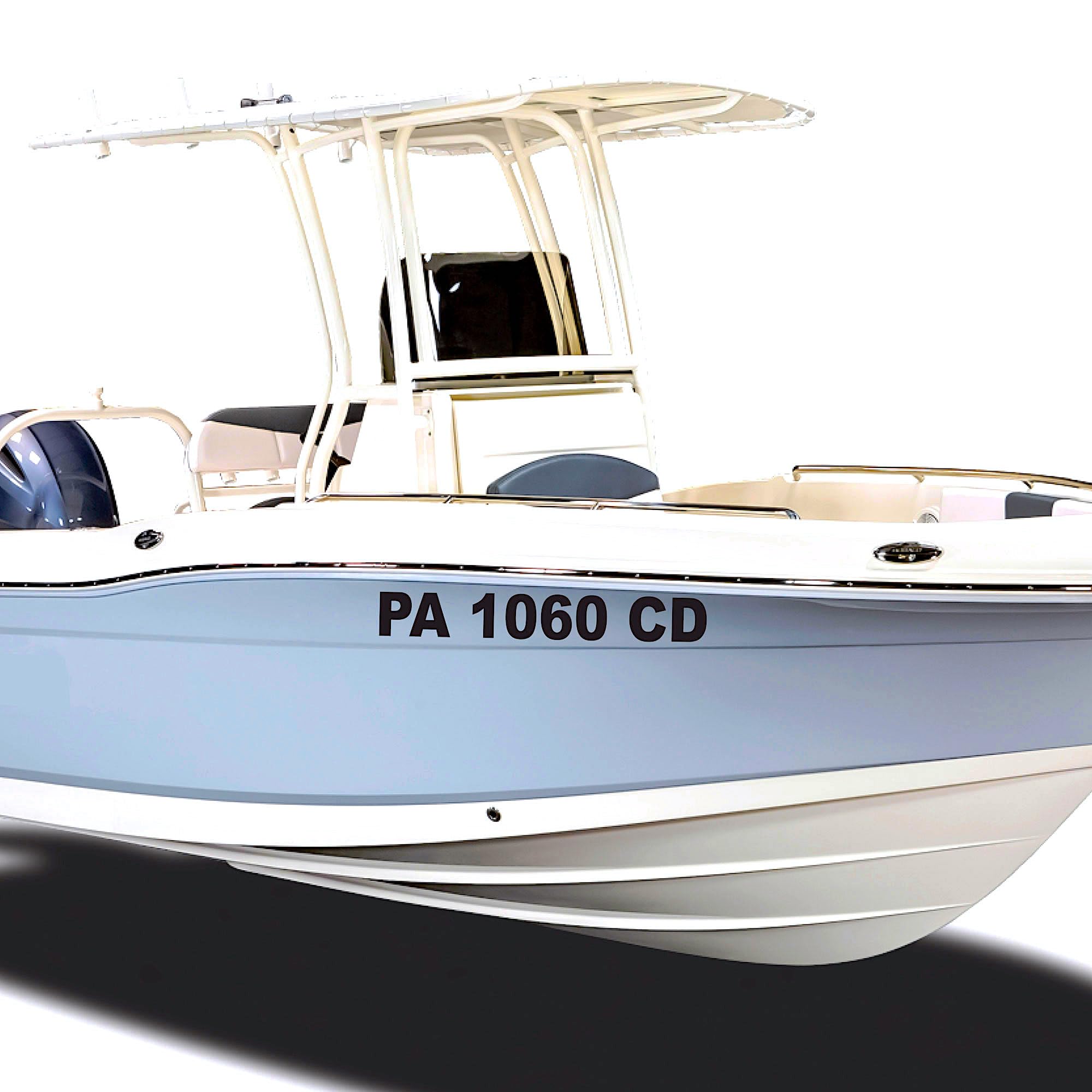 1060 Graphics 3" x 24" Custom Registration Numbers OR Boat Names (Two Sets) Marine Vinyl Sticker Decals