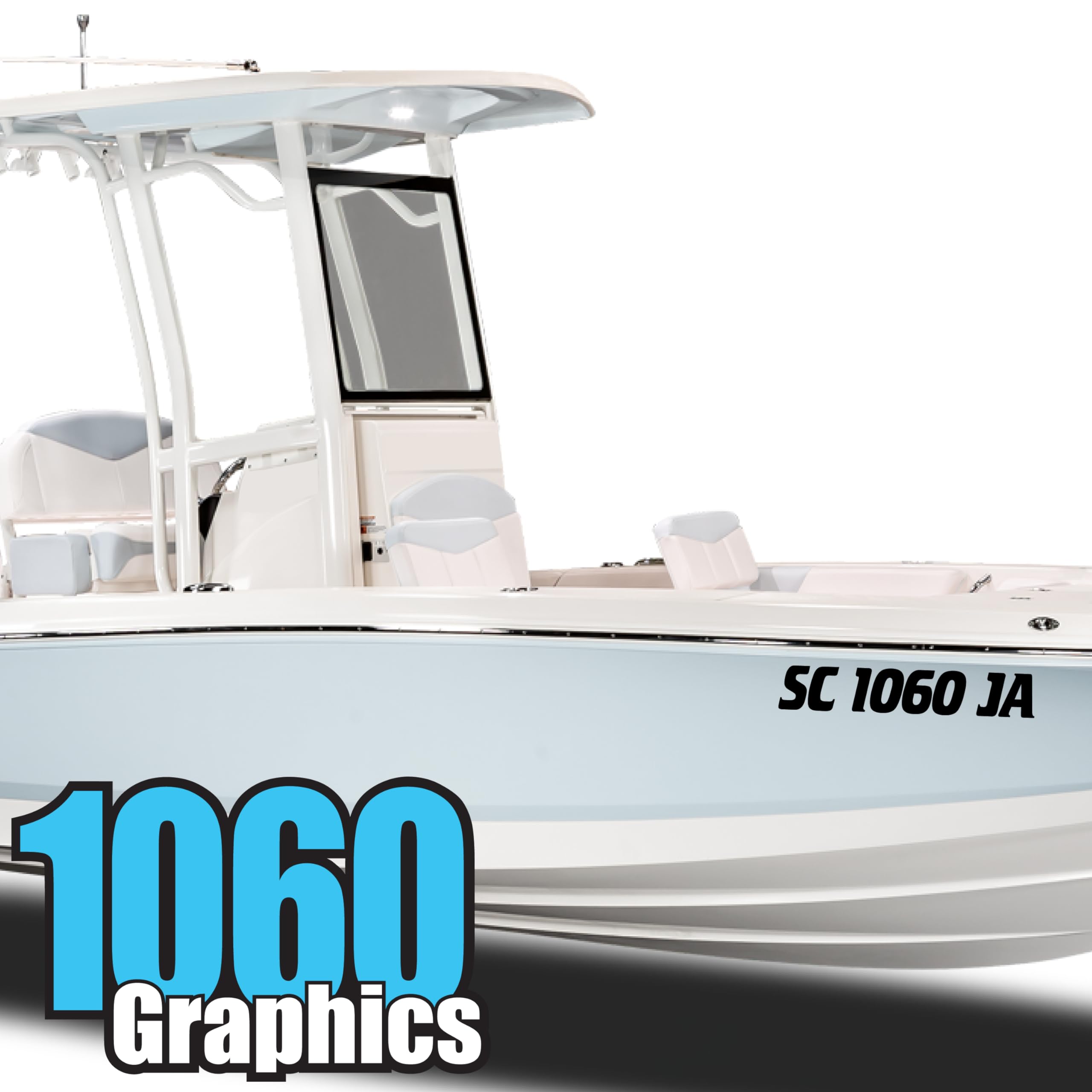 1060 Graphics 3" x 24" Custom Registration Numbers OR Boat Names (Two Sets) Marine Vinyl Sticker Decals