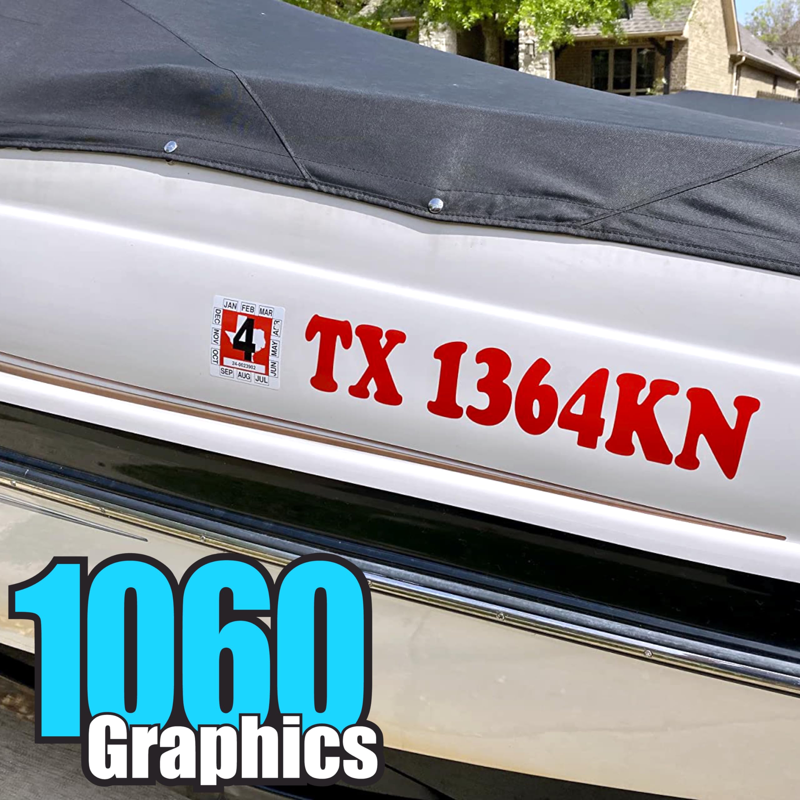 1060 Graphics 3" x 24" Custom Registration Numbers OR Boat Names (Two Sets) Marine Vinyl Sticker Decals