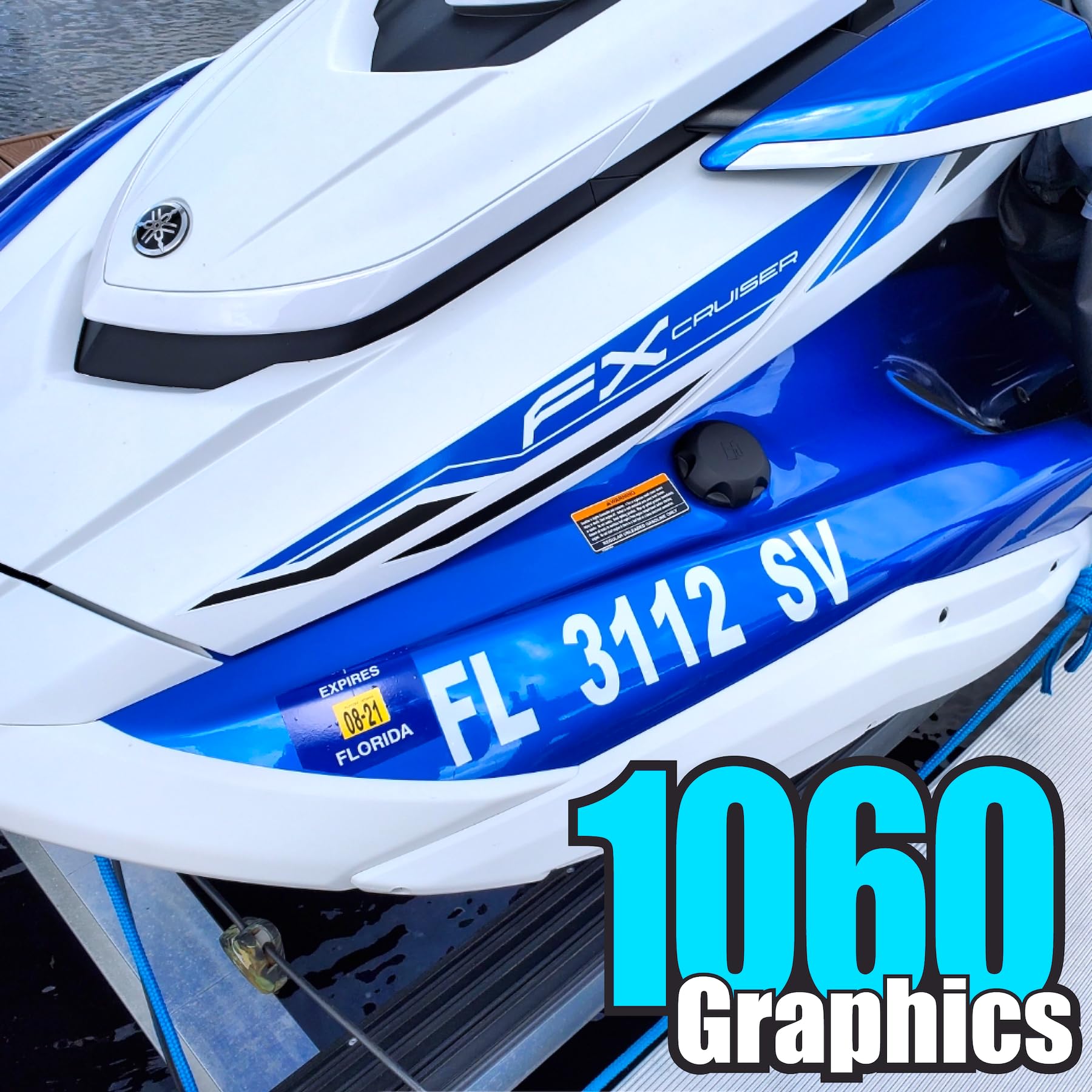 1060 Graphics 3" x 24" Custom Registration Numbers OR Boat Names (Two Sets) Marine Vinyl Sticker Decals