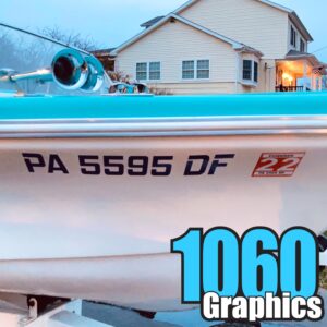 1060 Graphics 3" x 24" Custom Registration Numbers OR Boat Names (Two Sets) Marine Vinyl Sticker Decals