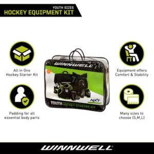 Winnwell Hockey Protective Gear Set - Ice Hockey Equipment with Bag - Youth Hockey Gear Kit- Shoulder, Elbow, Shin pads, Gloves, Pants & Bag