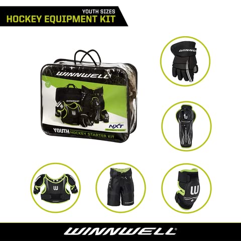 Winnwell Hockey Protective Gear Set - Ice Hockey Equipment with Bag - Youth Hockey Gear Kit- Shoulder, Elbow, Shin pads, Gloves, Pants & Bag