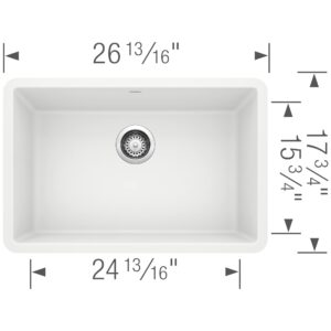 BLANCO, White 522429 PRECIS SILGRANIT Single Bowl Undermount Kitchen Sink