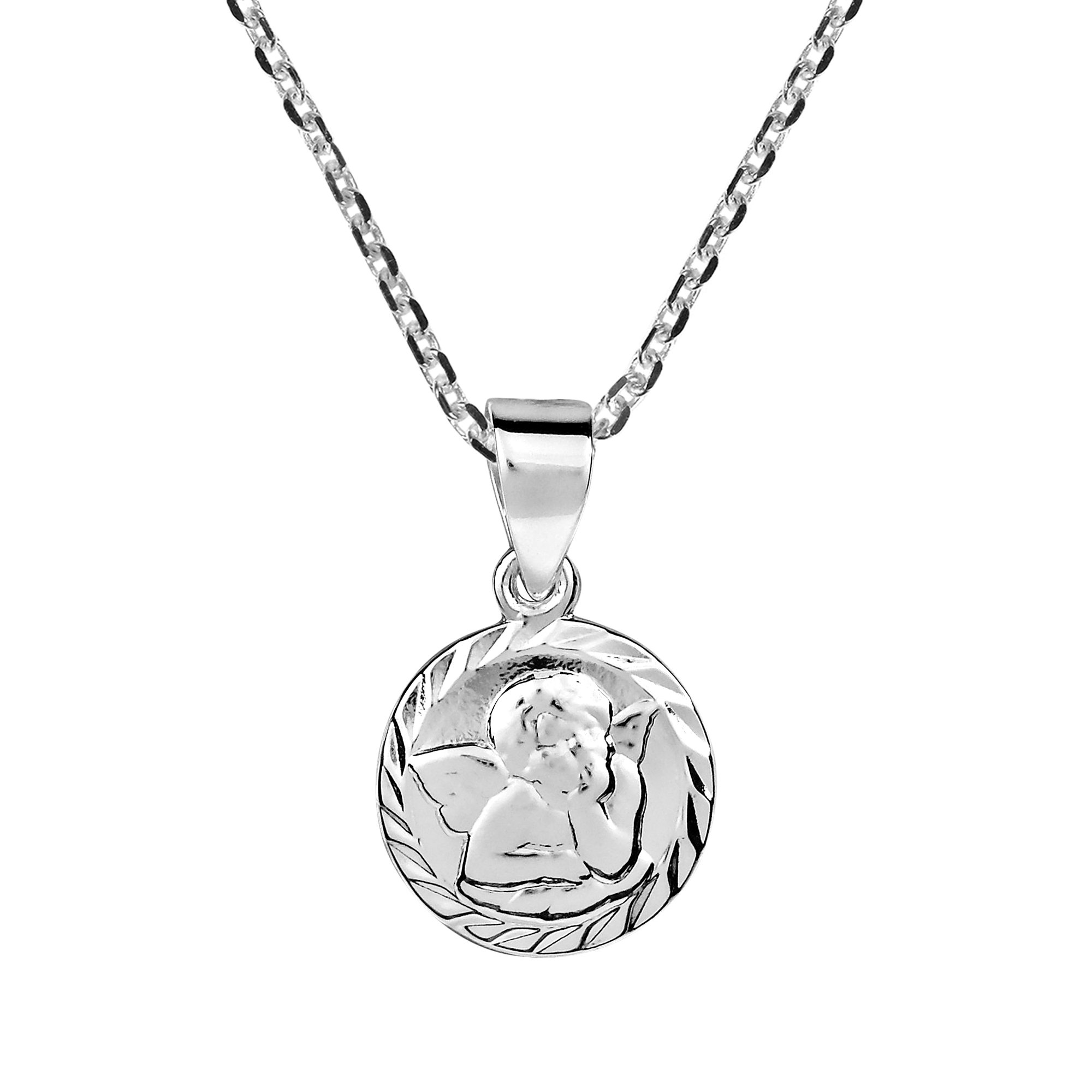 AeraVida Mini Little Cherub Cupid Angel .925 Sterling Silver Pendant Necklace | Guardian Angel for Protection Necklace | Angel Pendant for Women Anniversary Jewelry Gift